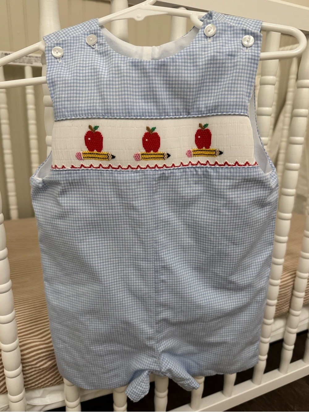 Petit Bebe Smocked Apple & Pencil Jon Jon